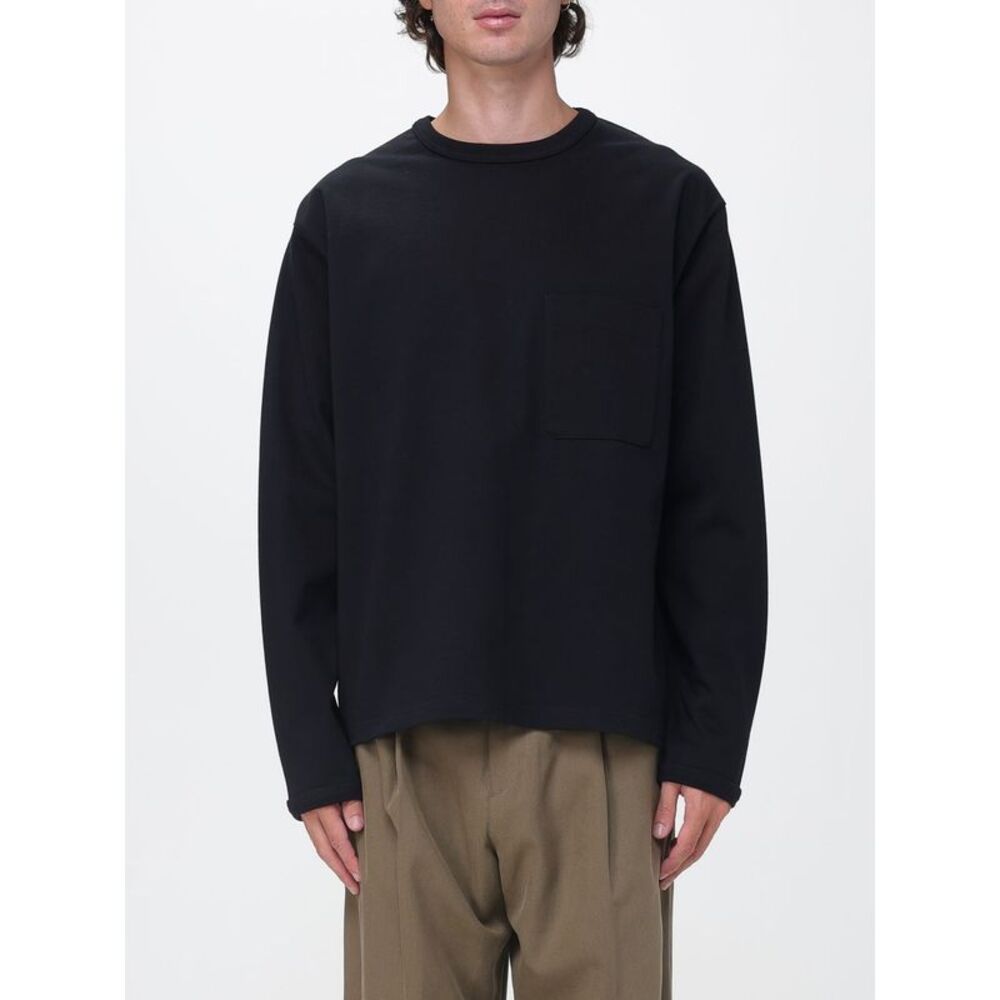 Lemaire Men Lemaire Relaxed Fit Cotton Crew Neck Sweatshirt With Patch Pocket